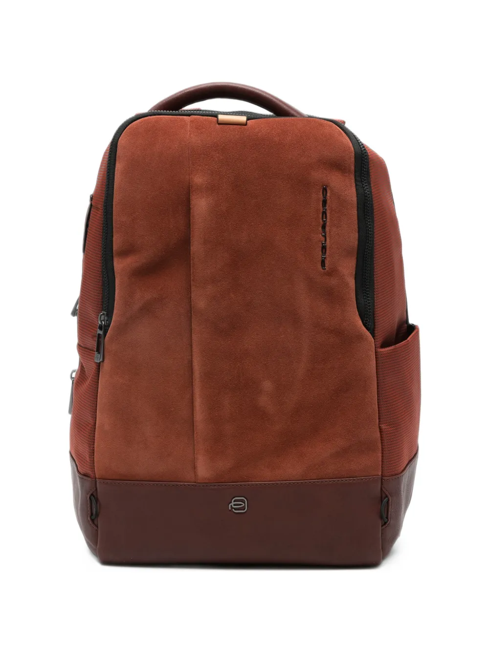 PIQUADRO suede-panelled logo-plaque backpack - Marrone
