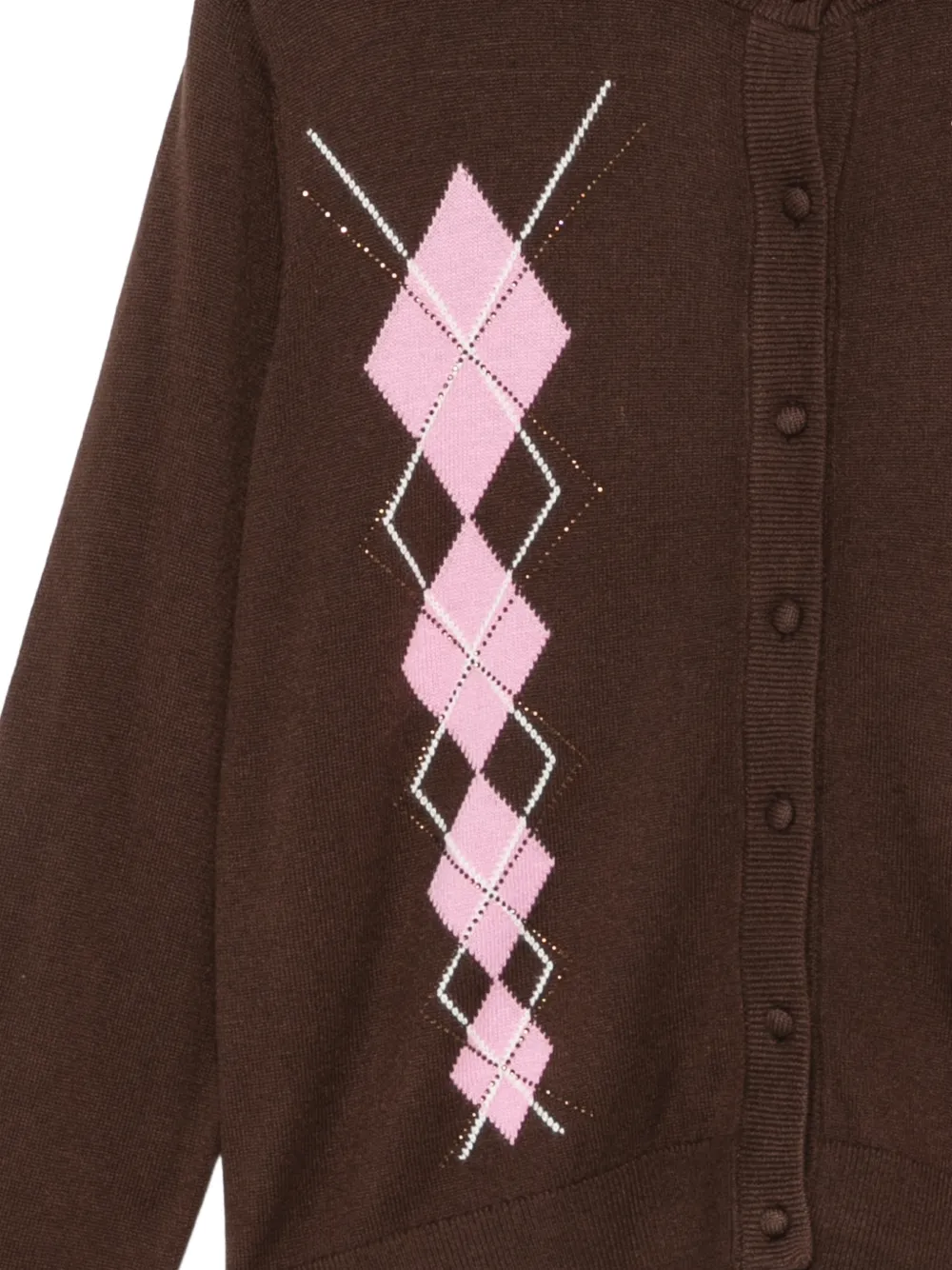 LIU JO argyle rhinestone-embellished cardigan Bruin