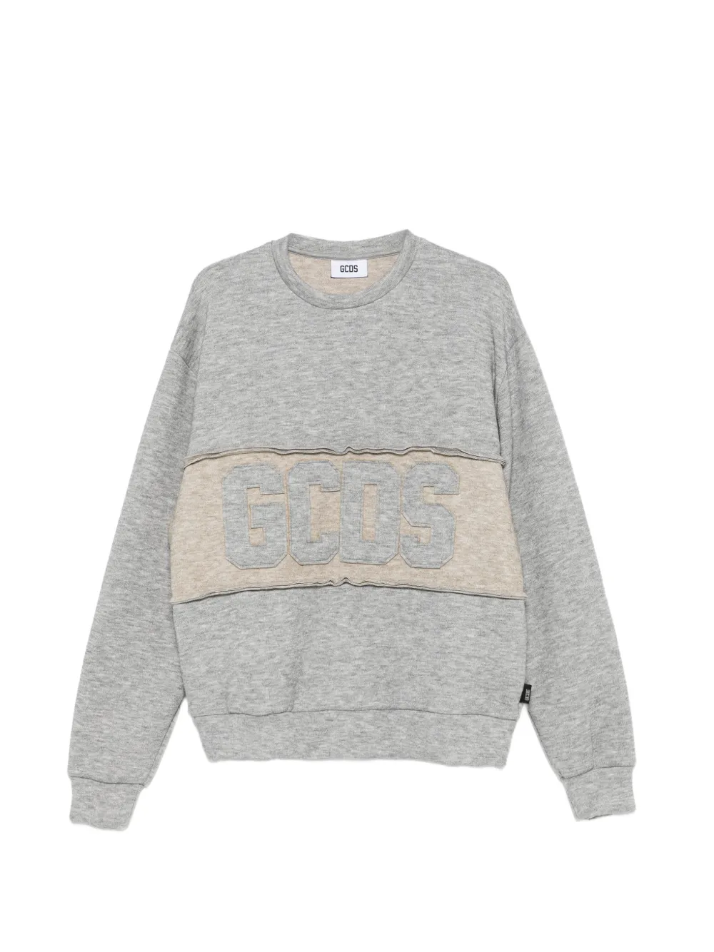 GCDS logo-patch raw-edge sweater | gris | Image 1