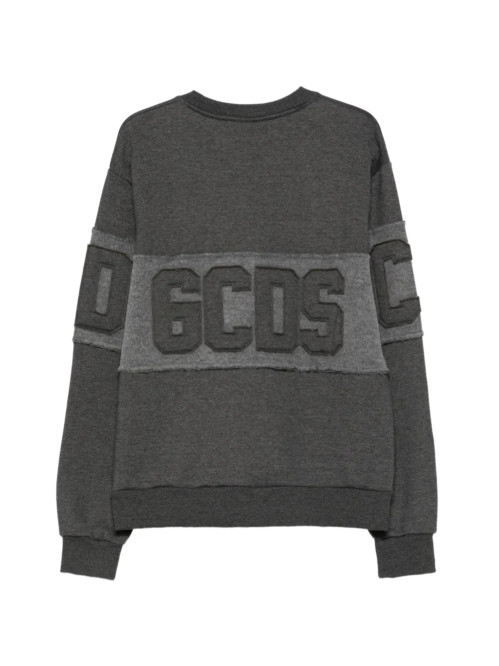 GCDS logo-patch raw-edge sweatshirt Grijs