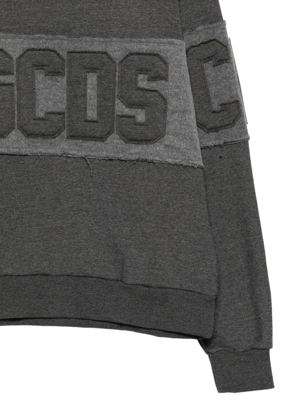 GCDS logo-patch raw-edge sweatshirt Grijs