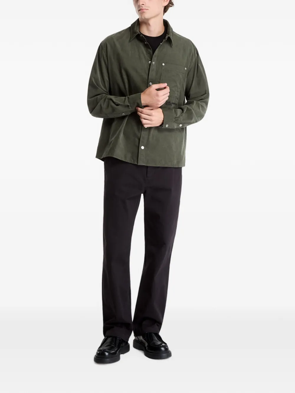 Karl Lagerfeld Jeans Ribfluwelen overhemd met geborduurd logo Groen