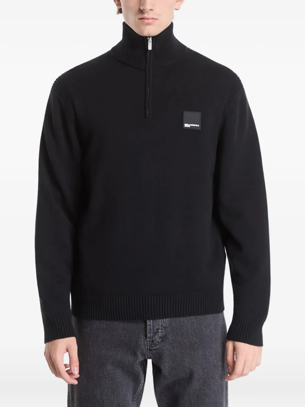 Karl Lagerfeld Jeans logo-patch quarter-zip sweater - Schwarz