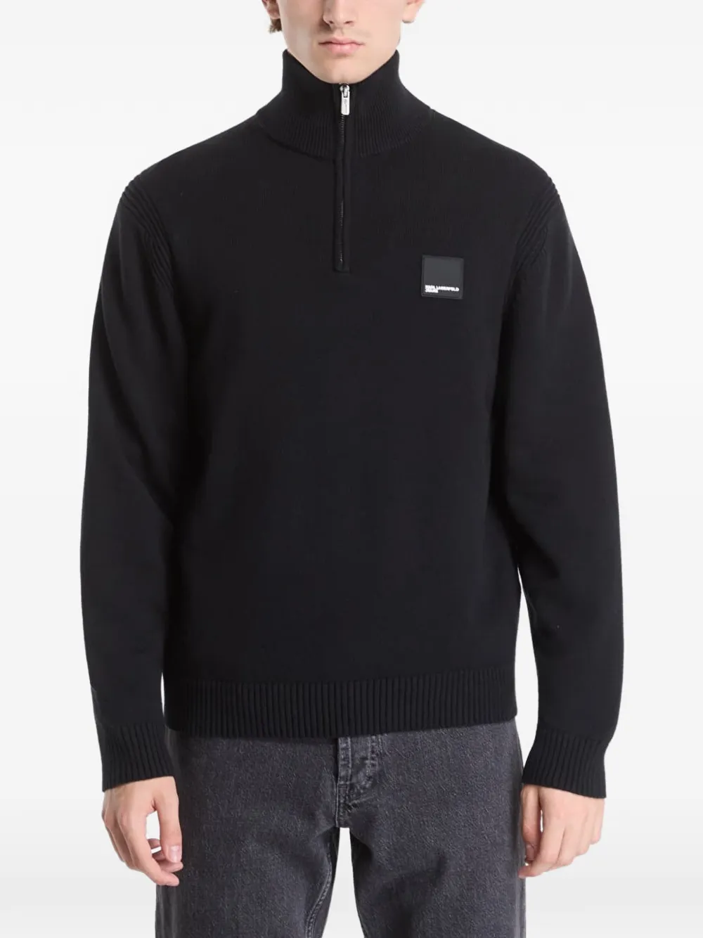 Karl Lagerfeld Jeans logo-patch quarter-zip sweater