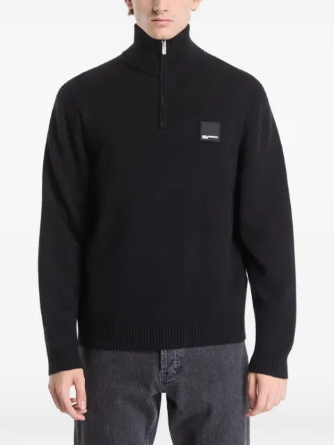 Karl Lagerfeld Jeans logo-patch quarter-zip sweater