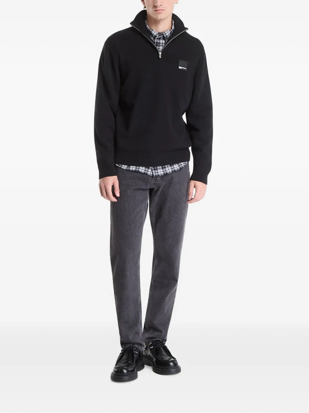 Karl Lagerfeld Jeans Trui met logopatch en rits Zwart