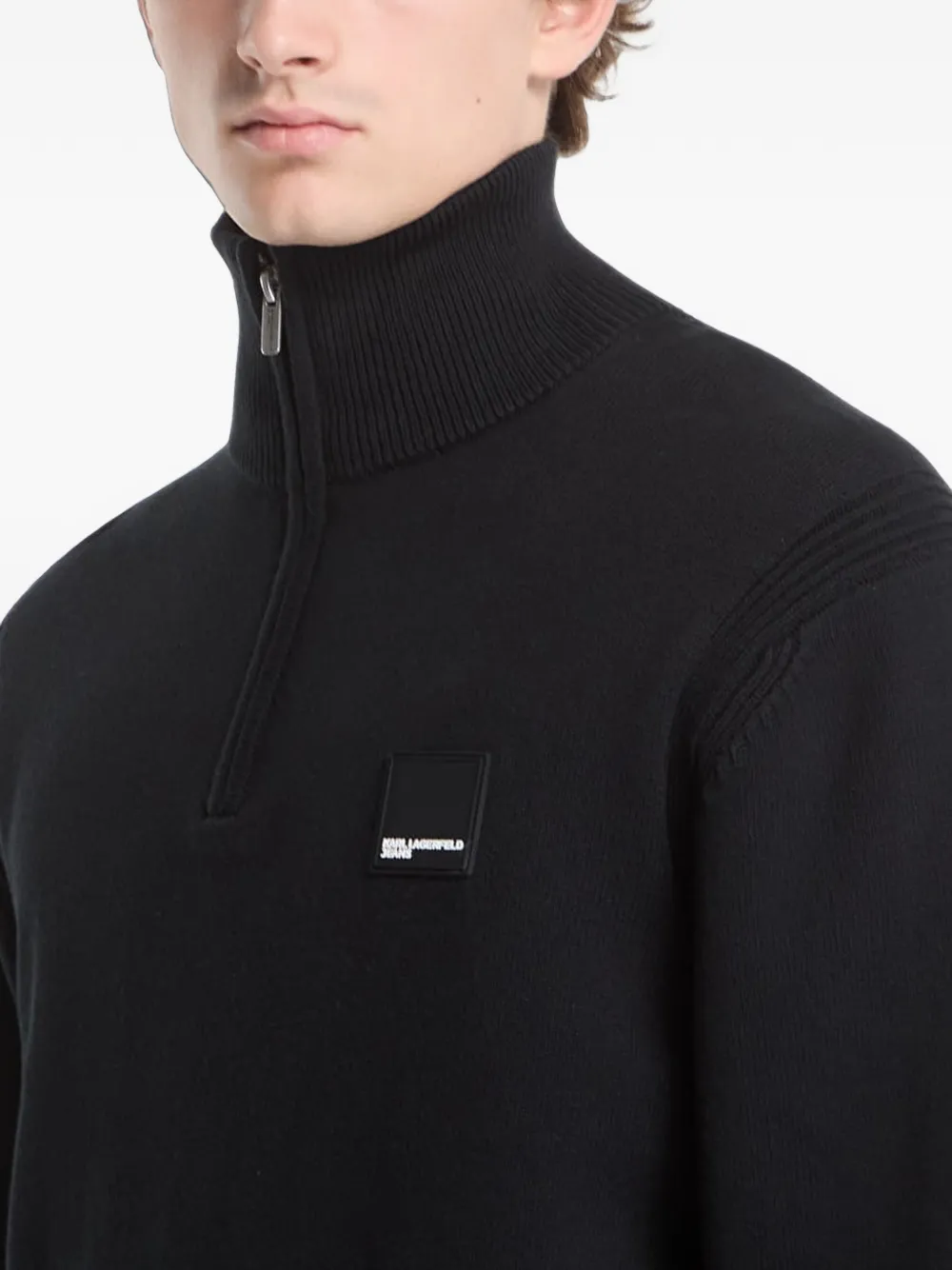Karl Lagerfeld Jeans Trui met logopatch en rits Zwart