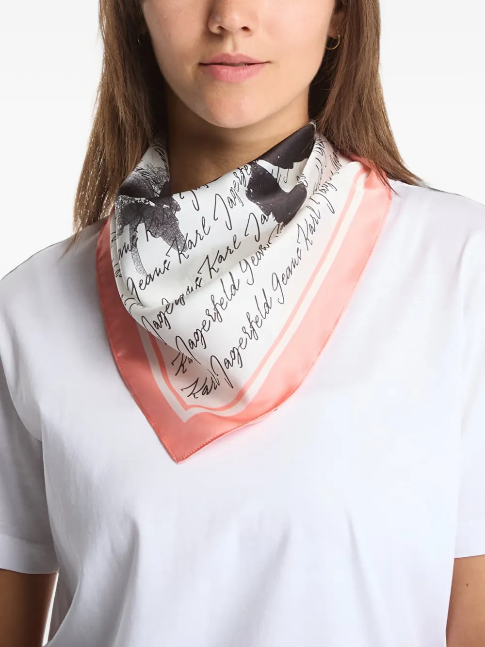 Karl Lagerfeld Jeans Sciarpa a fiori con logo - Bianco
