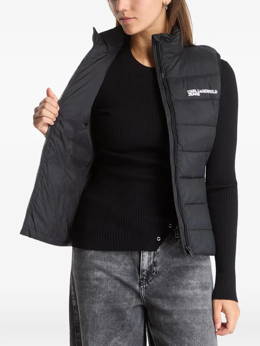 Karl Lagerfeld Jeans Bodywarmer met logoprint Zwart