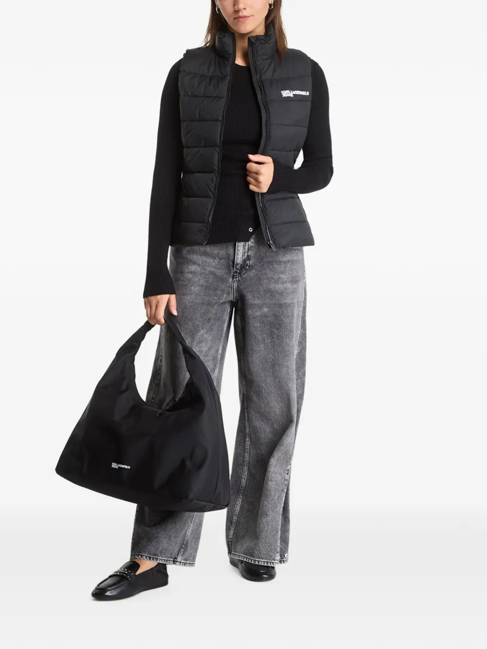 Karl Lagerfeld Jeans Bodywarmer met logoprint Zwart