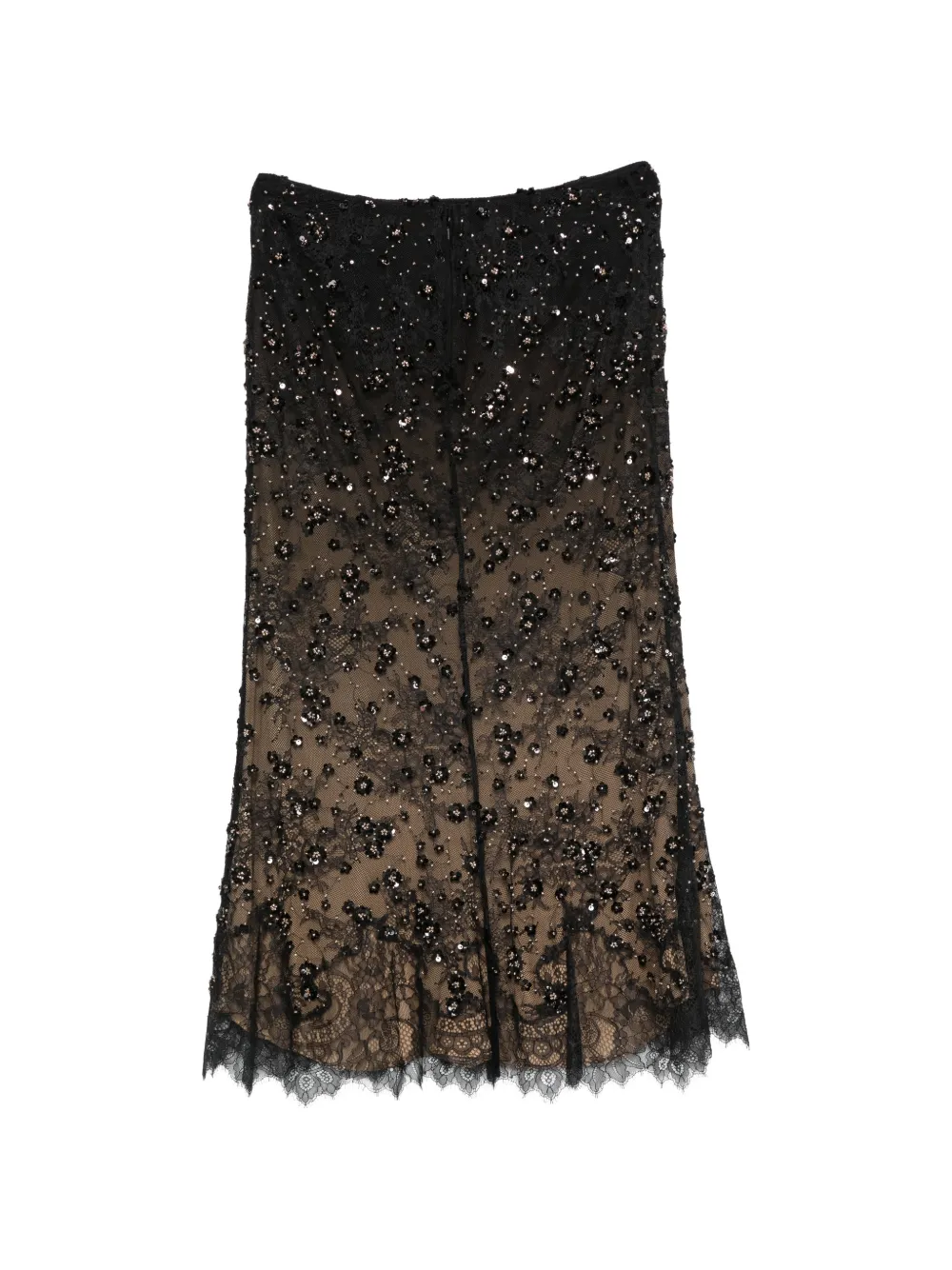 Elie Saab Midi-rok met pailletten en kanten laag Zwart