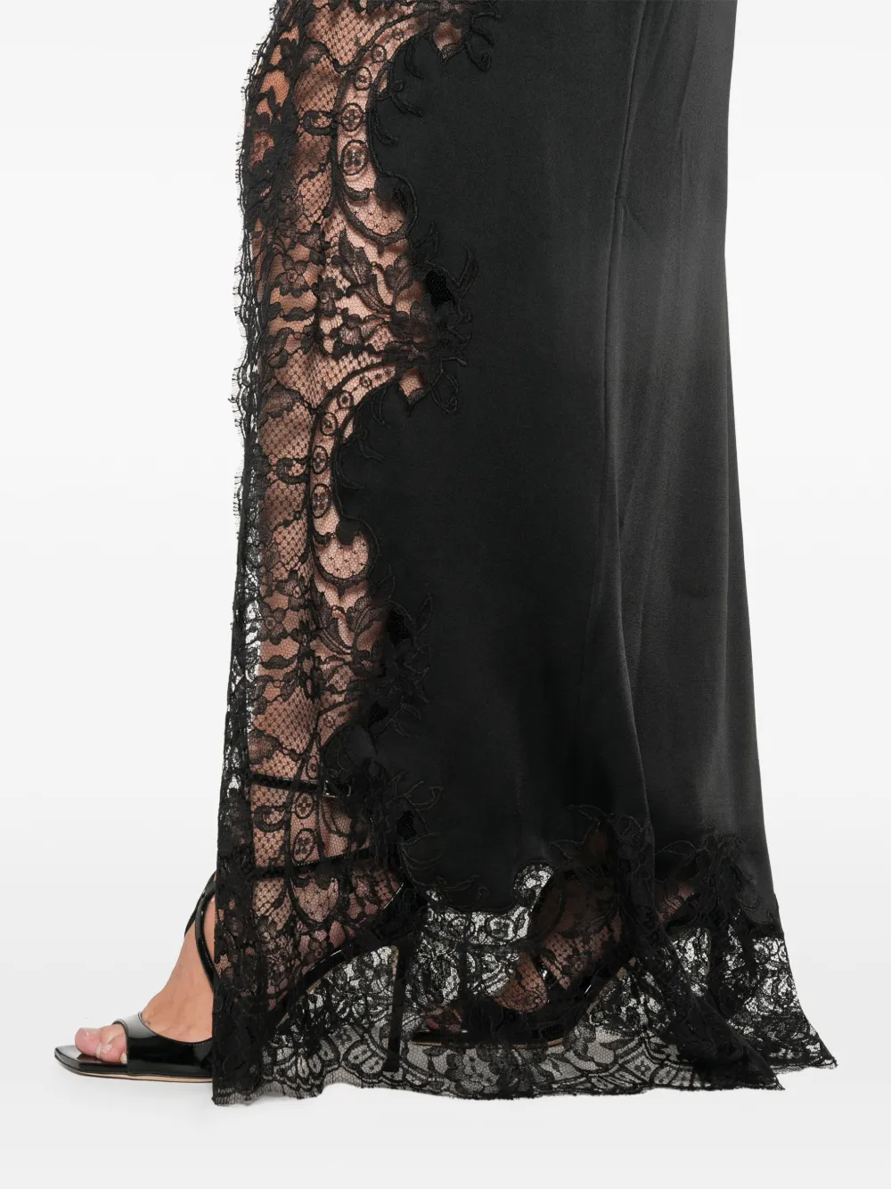 Elie Saab Maxi-jurk met kanten vlakken Zwart