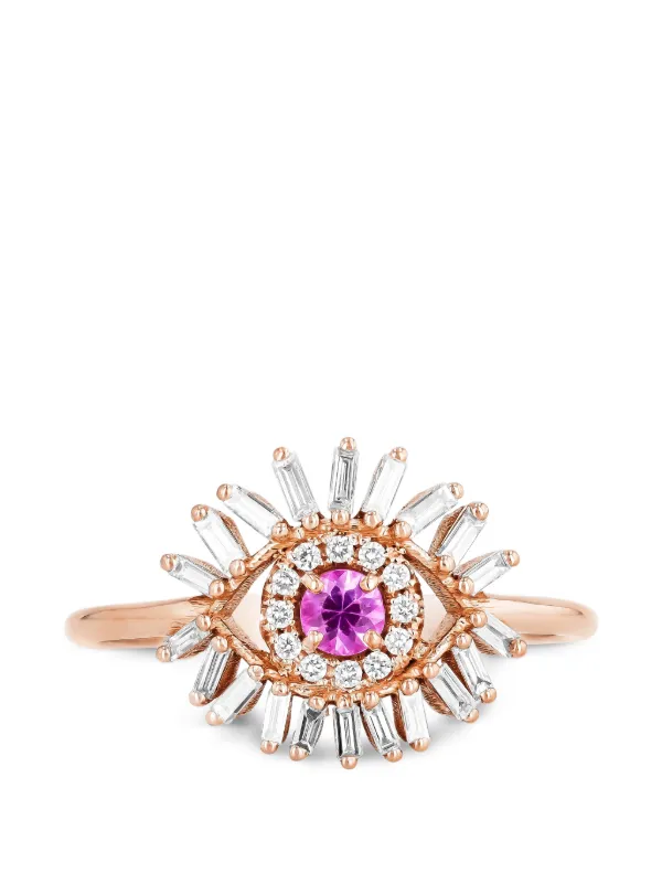 Suzanne Kalan Mini Evil Eye Sapphire and Diamond Ring in Pink