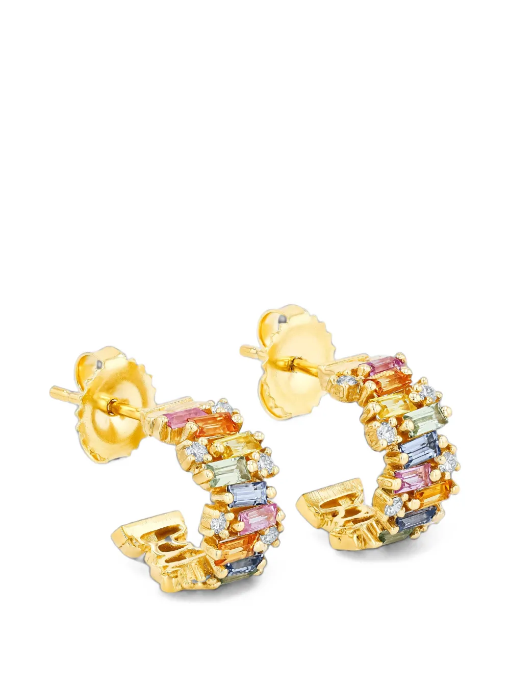 Suzanne Kalan Fireworks sapphire and diamond hoop earrings - Oro