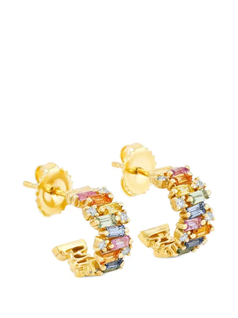 Suzanne Kalan Fireworks sapphire and diamond hoop earrings