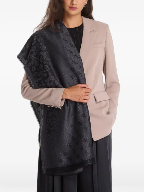 GUESS USA logo-pattern frayed scarf