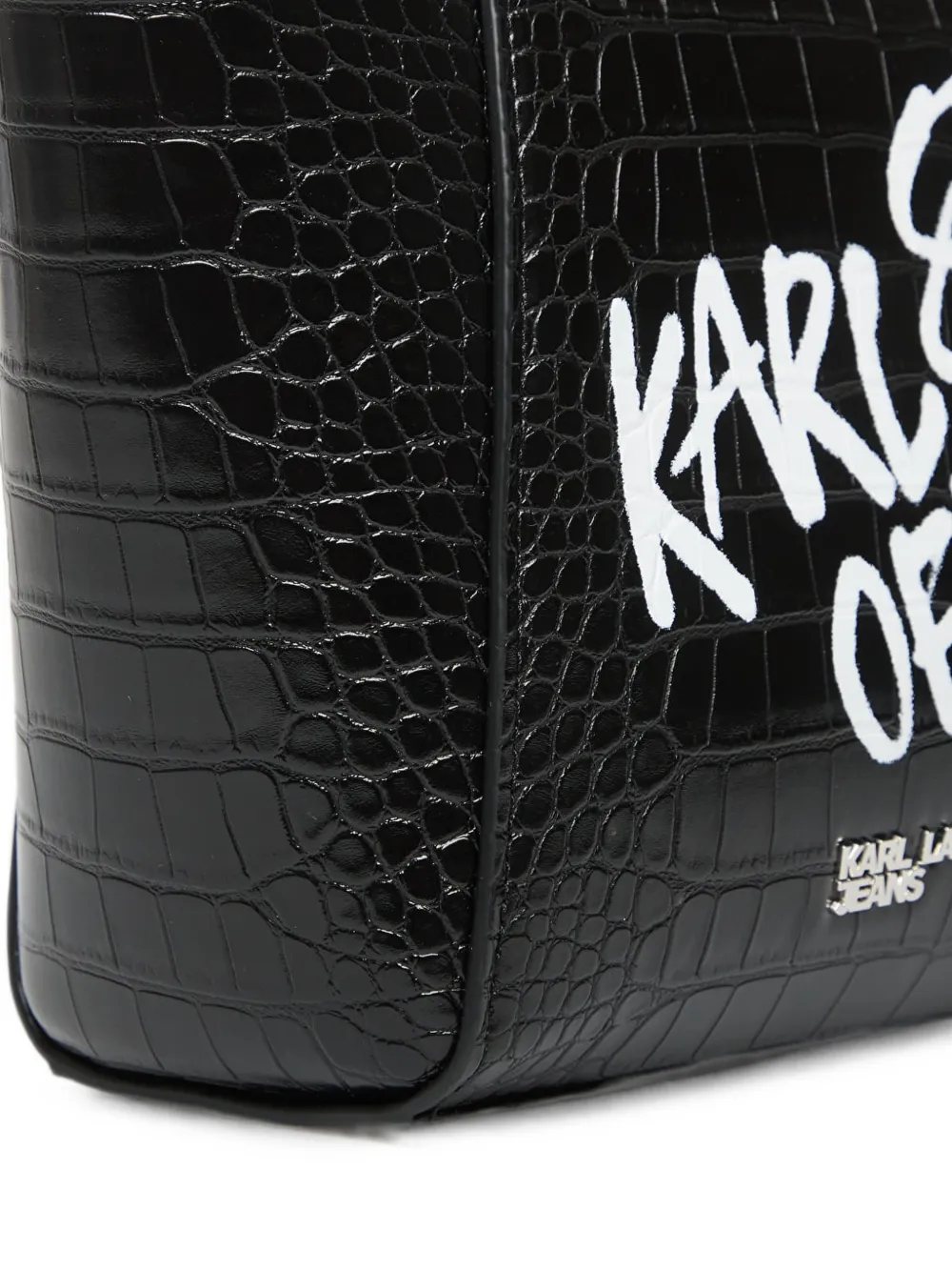 Karl Lagerfeld Jeans Kleine shopper met krokodillen-effect Zwart