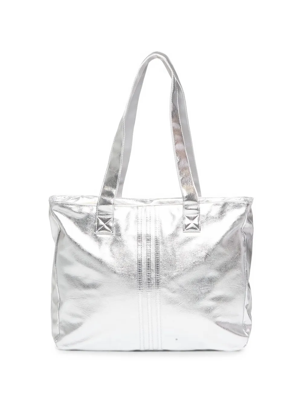 adidas metallic-effect logo-embossed tote bag Zilver