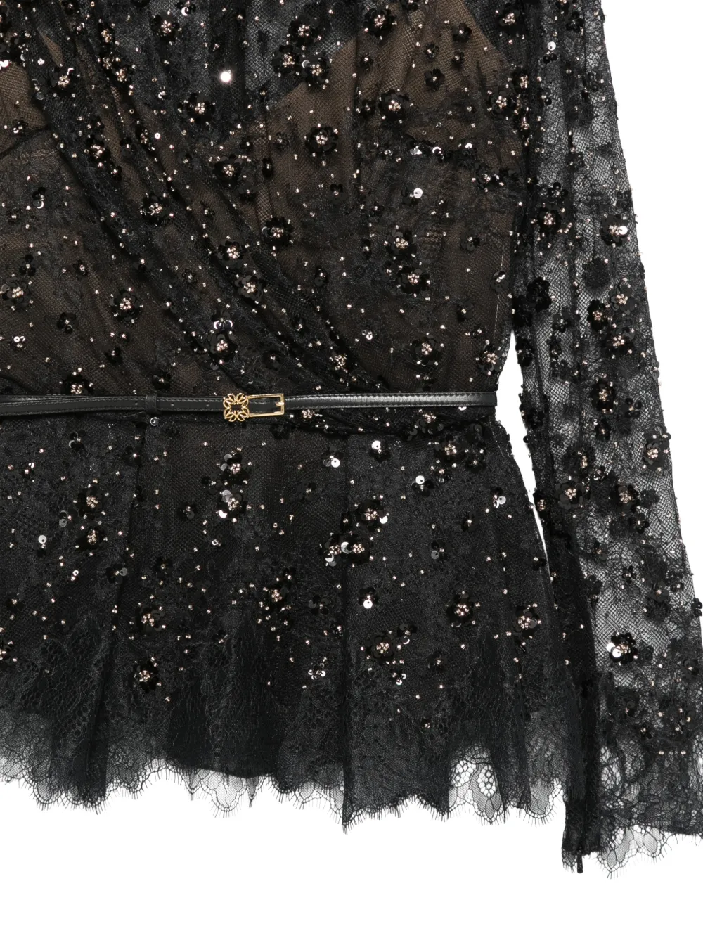 Elie Saab Top verfraaid met pailletten Zwart