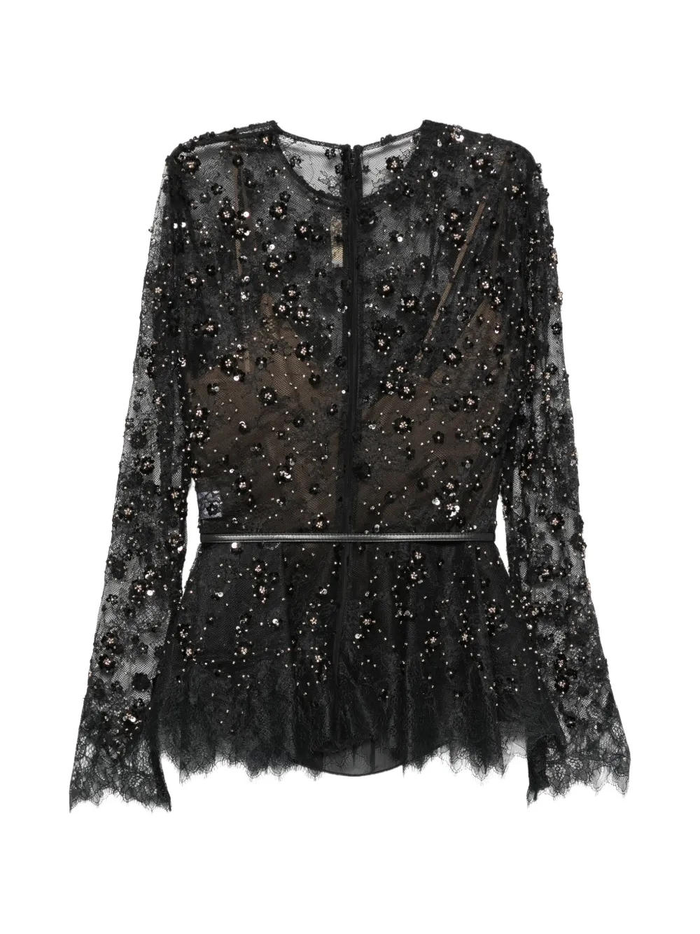 Elie Saab Top verfraaid met pailletten Zwart