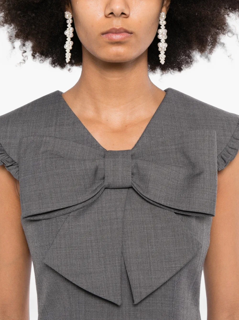 SHUSHU TONG Jurk met ruches en strikdetail Grijs