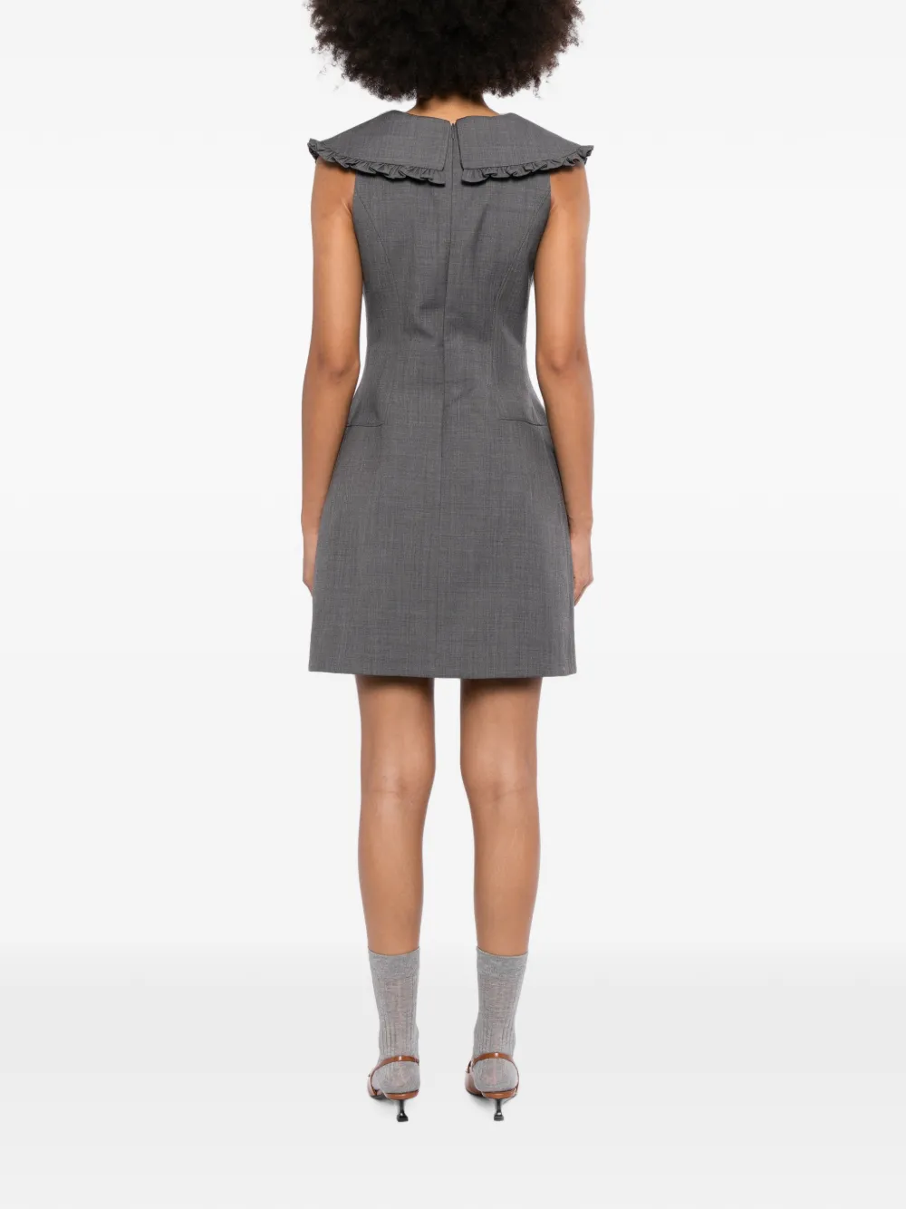 SHUSHU TONG Jurk met ruches en strikdetail Grijs