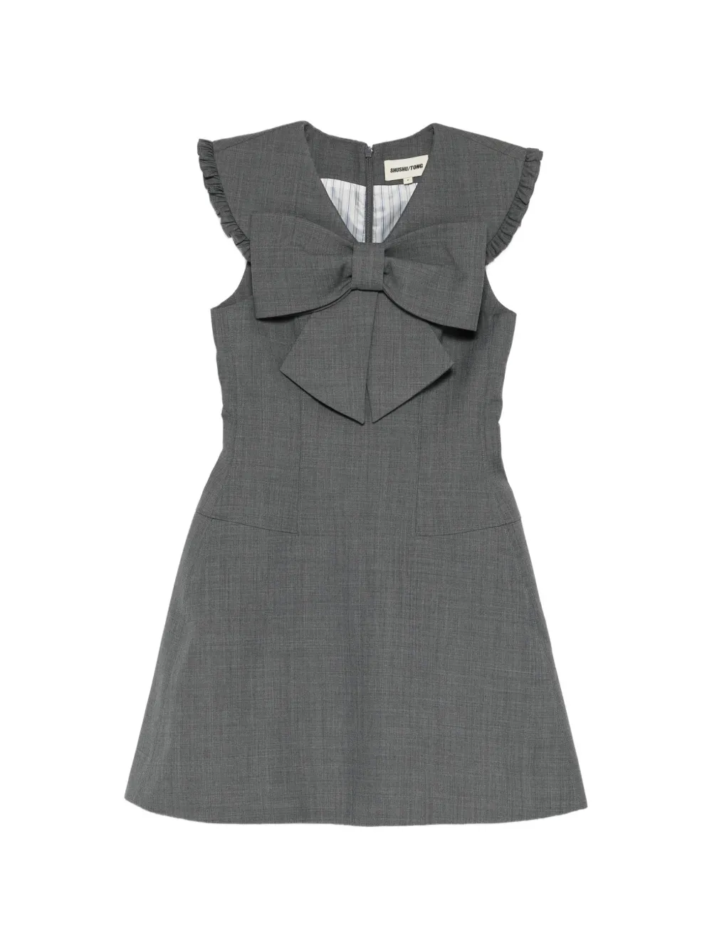 SHUSHU/TONG bow-detail ruffled-shoulder dress