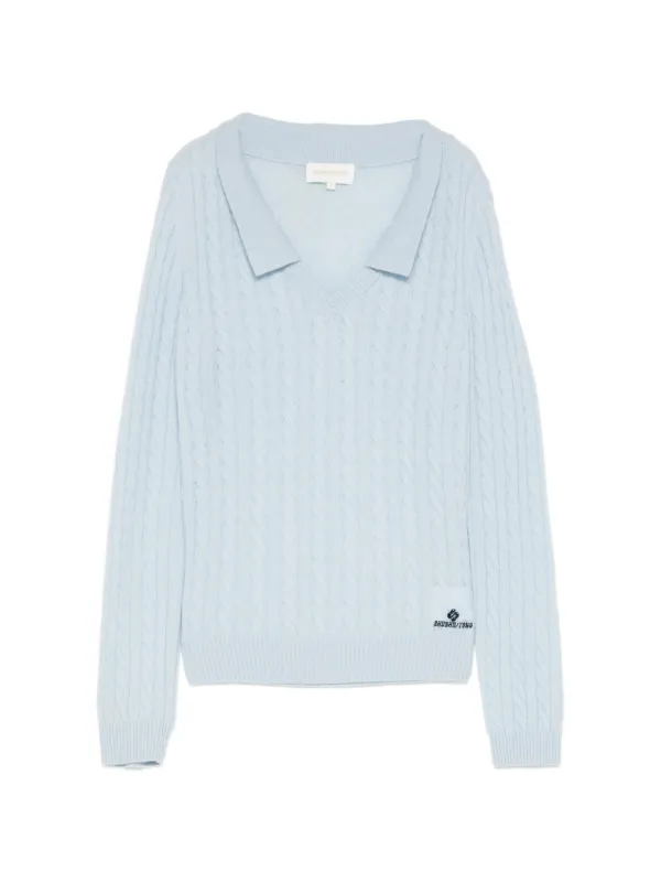 Shushu/Tong Cable-knit V-neck Sweater in Blue