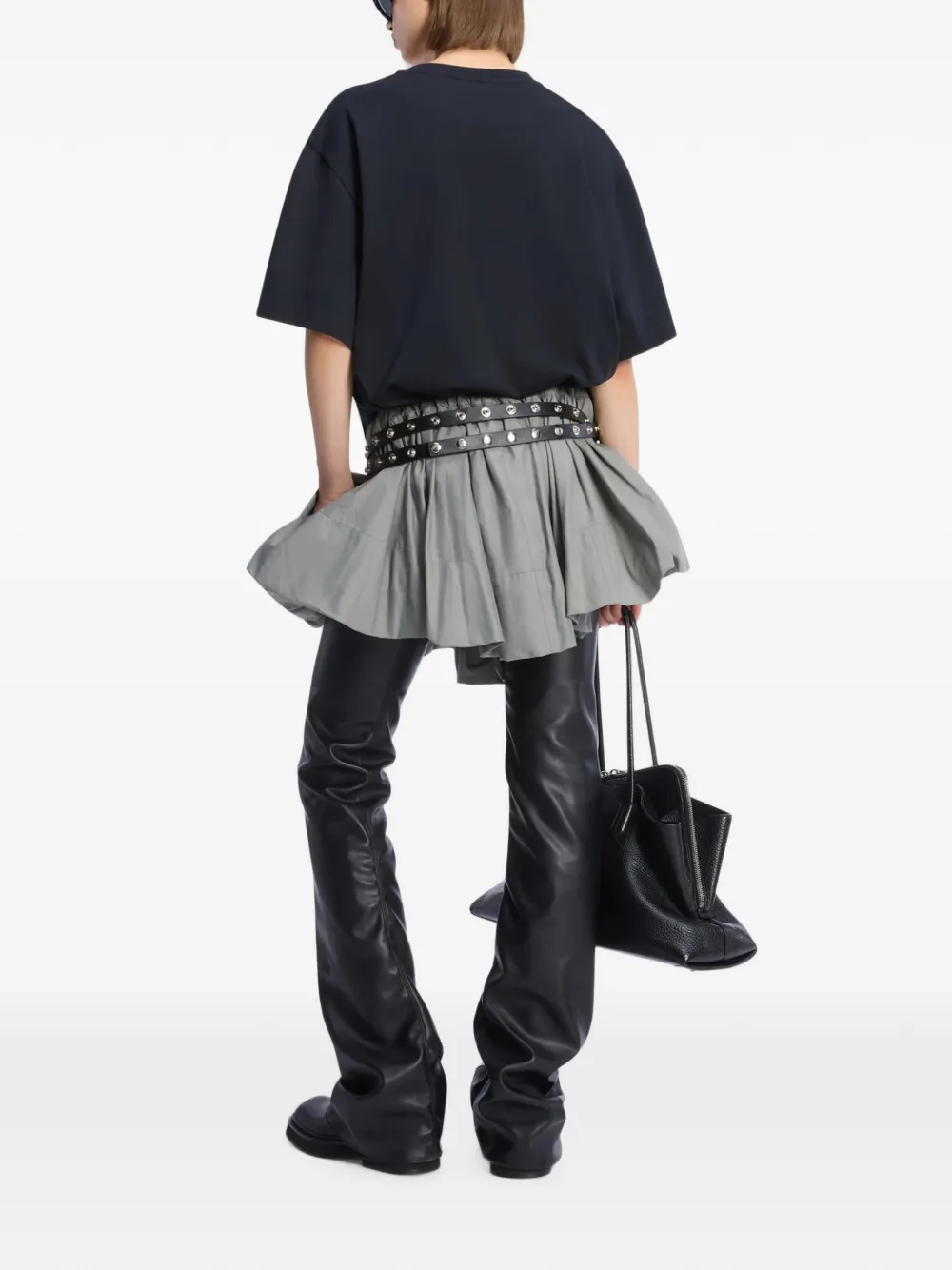 The Attico Mini-rok met trekkoordtaille en ruches Grijs