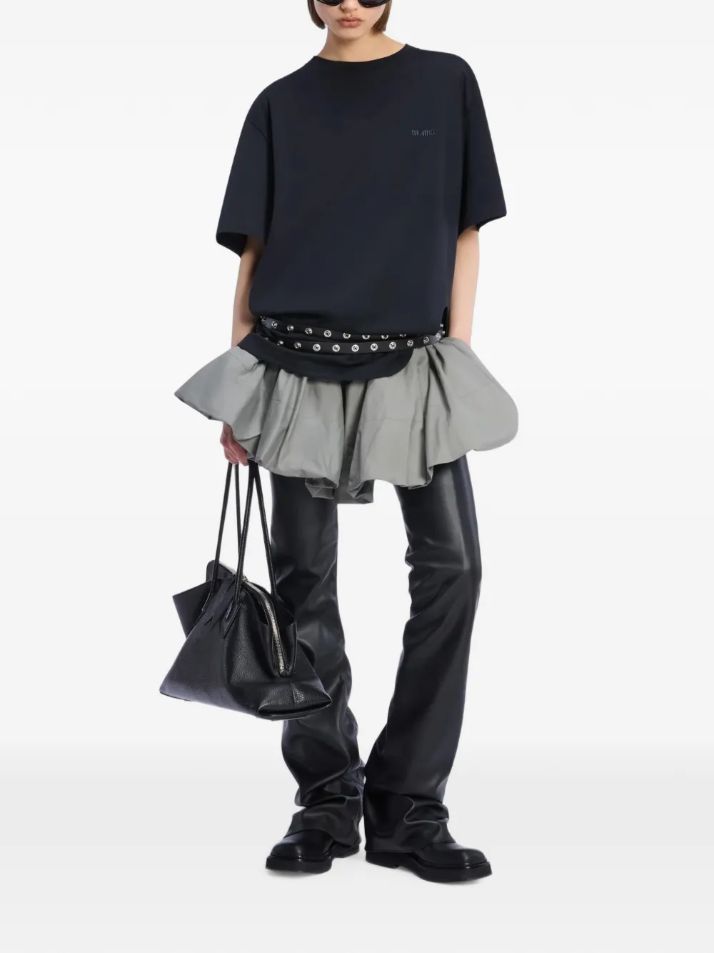 The Attico Mini-rok met trekkoordtaille en ruches Grijs