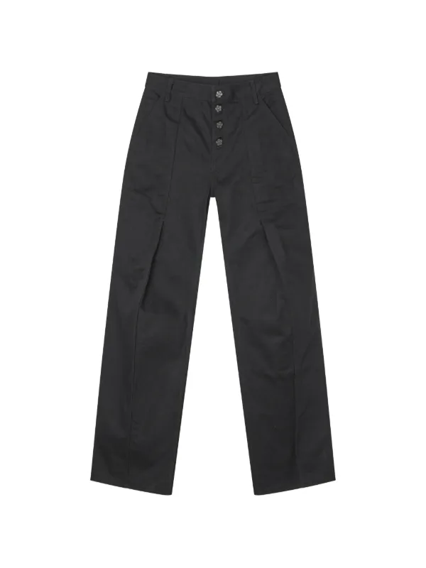 Cecilie Bahnsen Floral-button Straight Trousers in Black