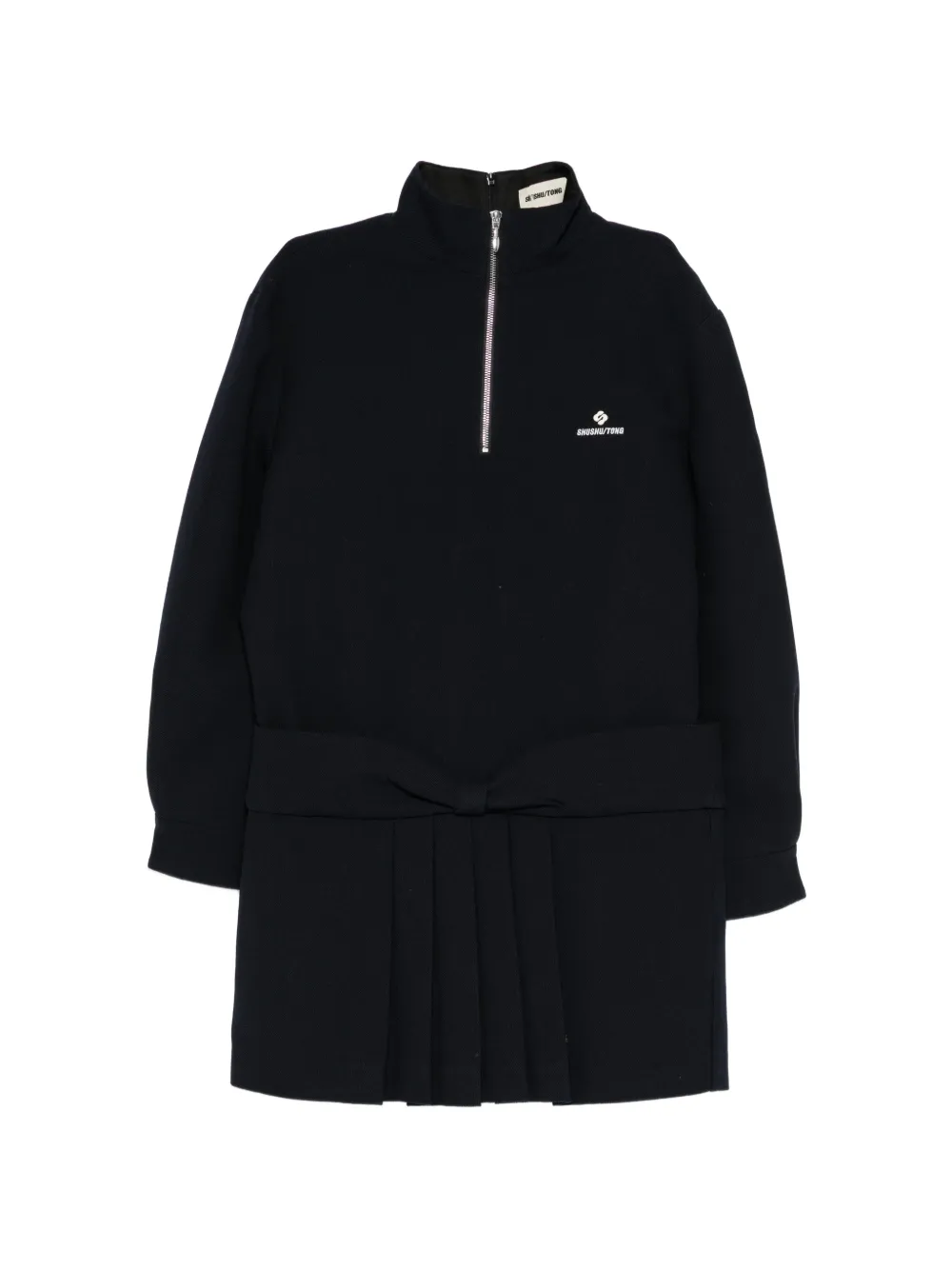 SHUSHU/TONG robe plissée à détail de nœud - Noir SHUSHU/TONG robe plissée à détail de nœud - Noir
