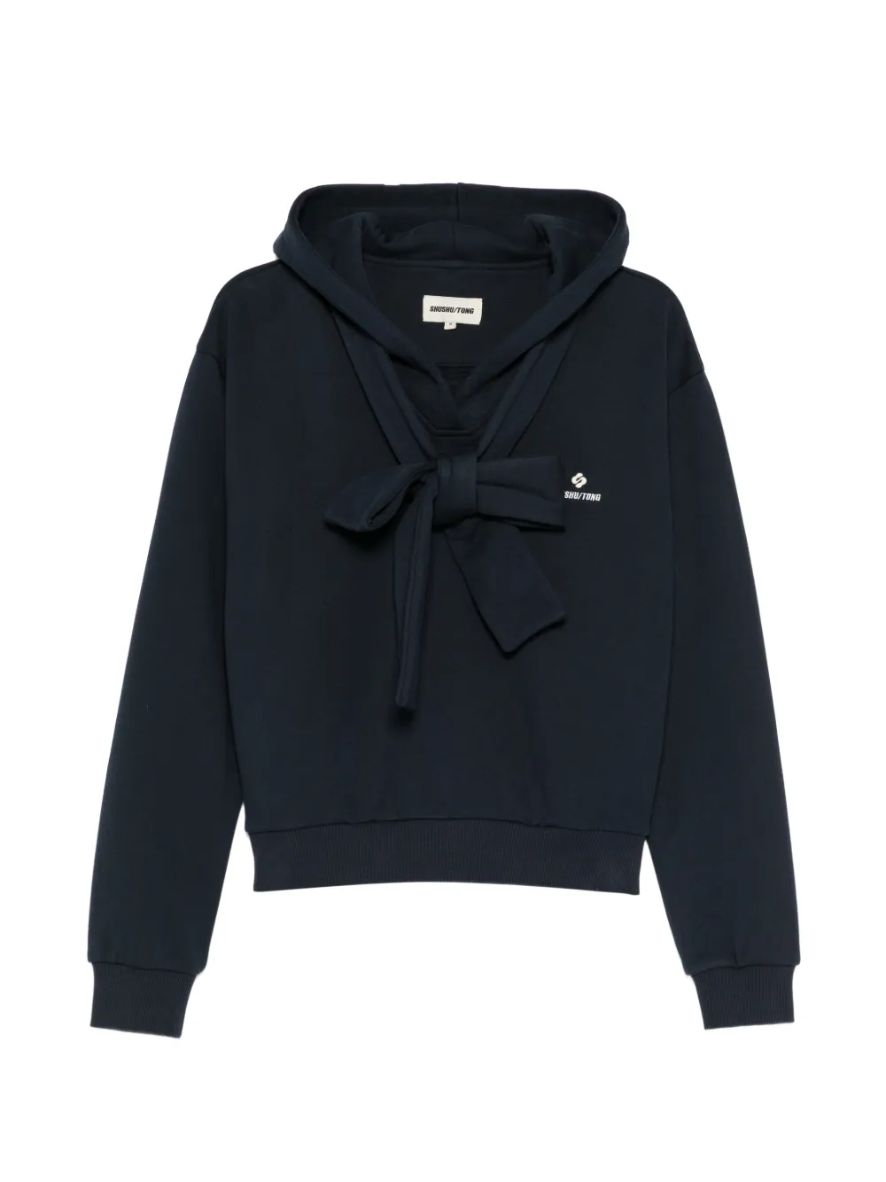 SHUSHU/TONG front tie-bow hoodie - Black