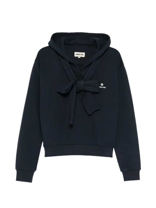 Shushu/Tong Front Tie-bow Hoodie in Black