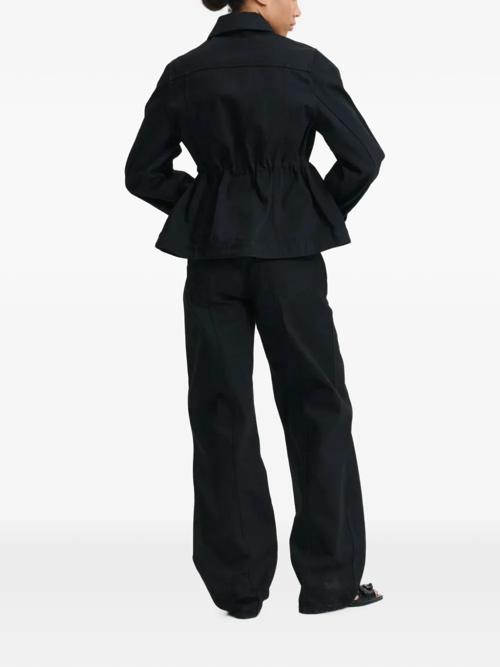 Cecilie Bahnsen Candida Drawstring-waist Denim Jacket in Black, view 2