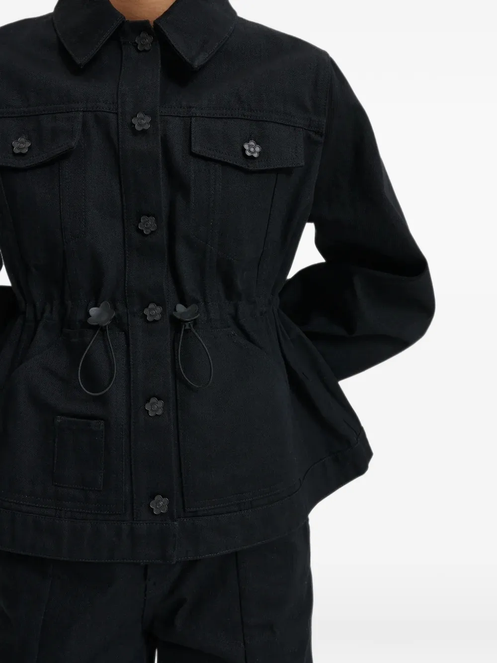 Cecilie Bahnsen Candida Drawstring-waist Denim Jacket in Black, view 3