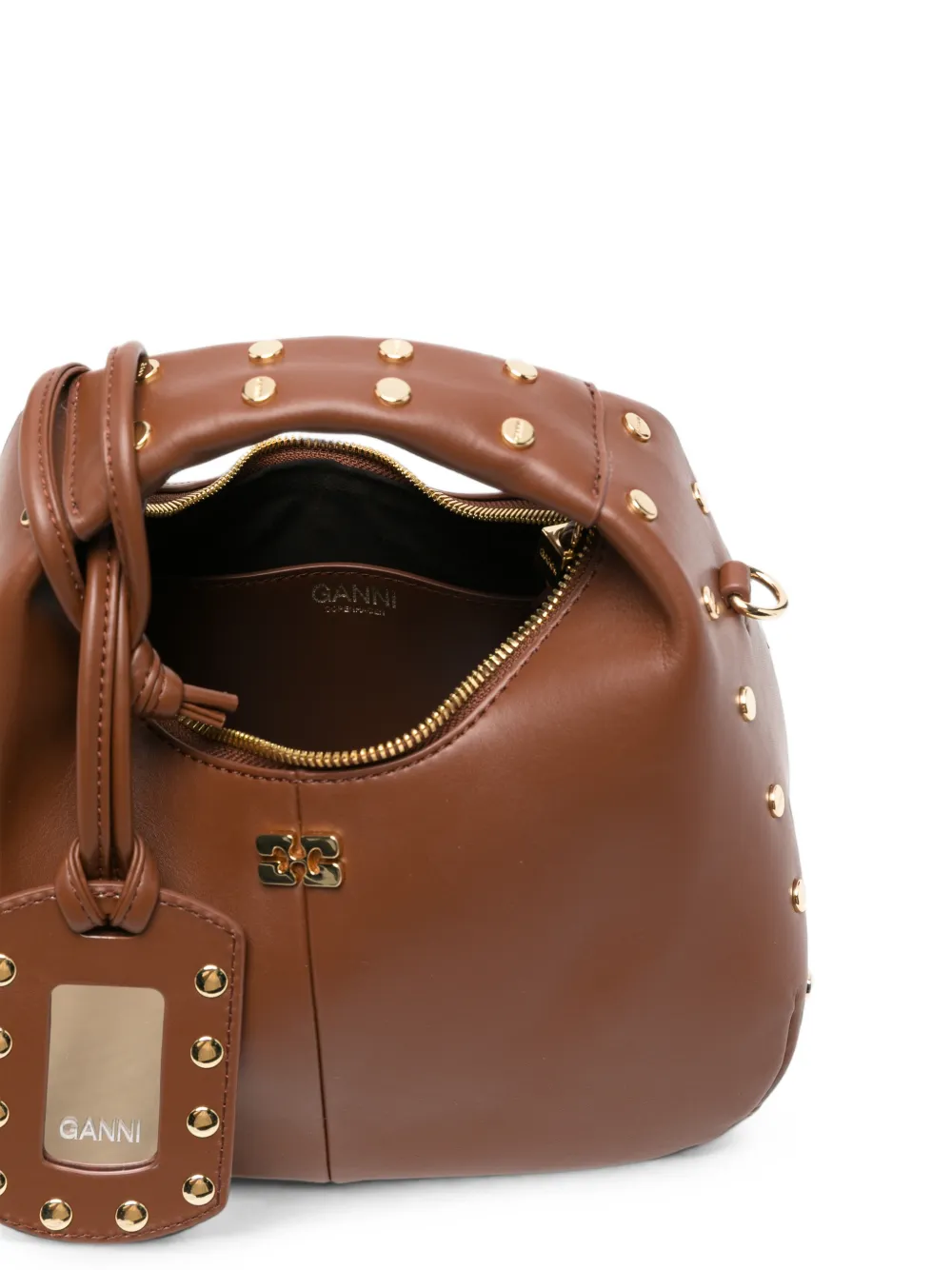 GANNI Mini-shopper verfraaid met studs Bruin