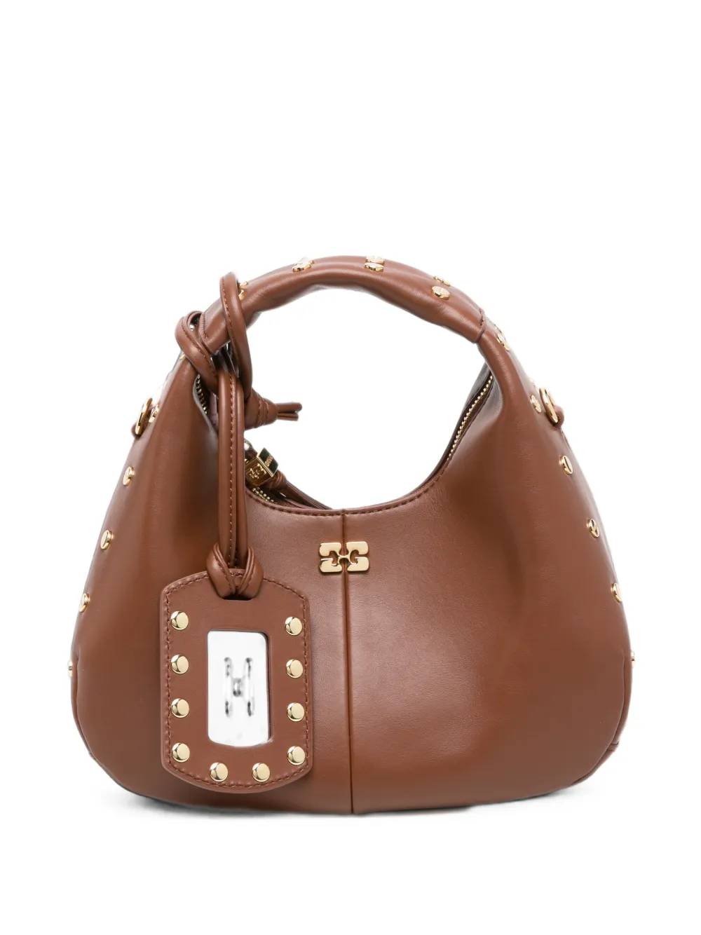 GANNI Mini-shopper verfraaid met studs Bruin