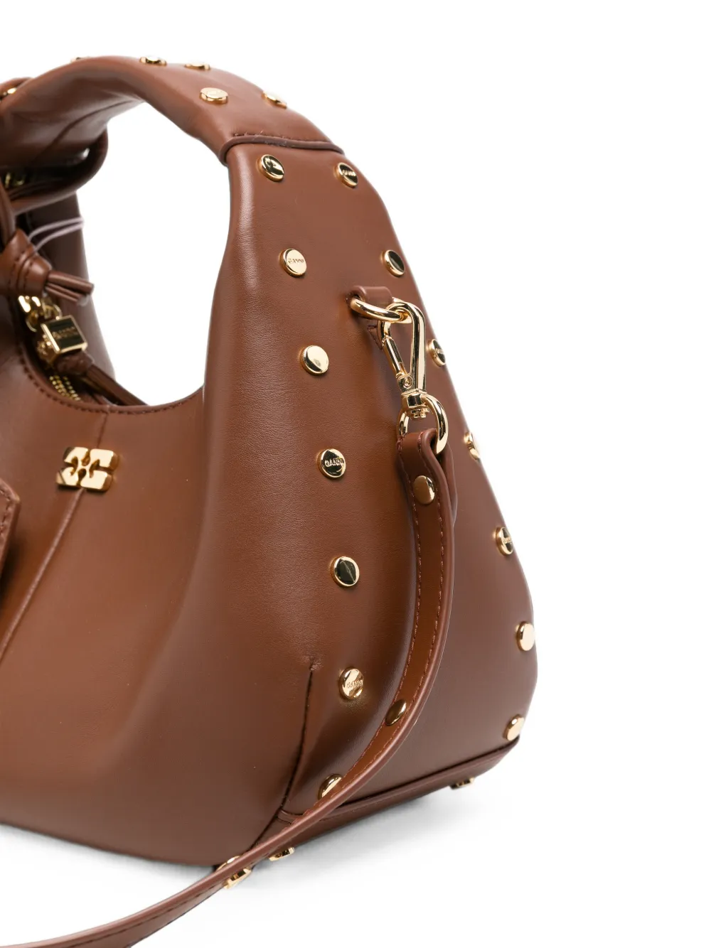 GANNI Mini-shopper verfraaid met studs Bruin
