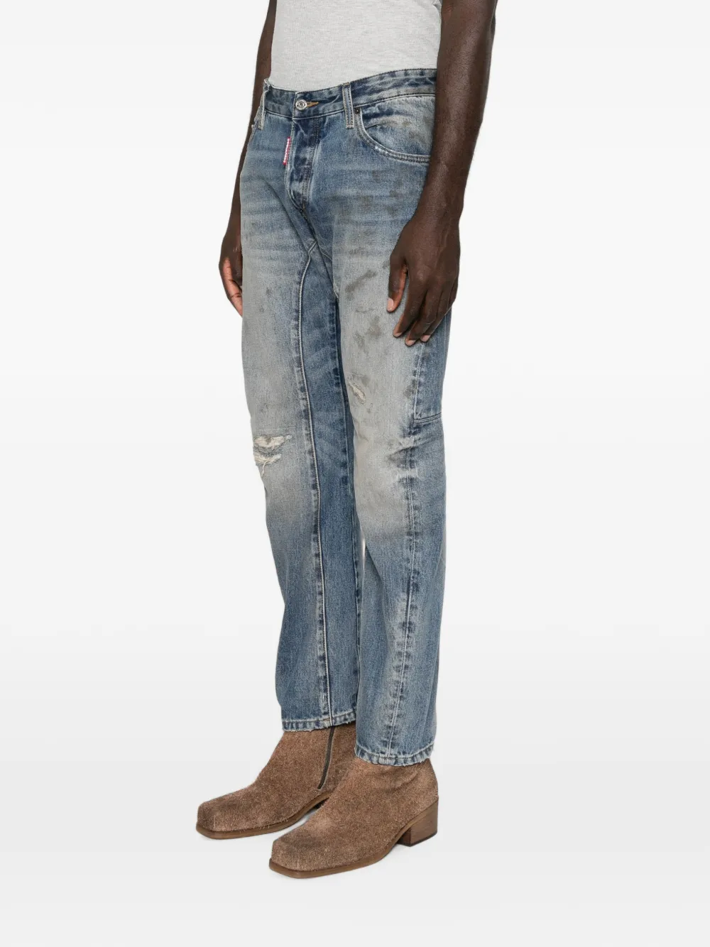DSQUARED2 Jeans met gerafeld effect en vlakken Blauw