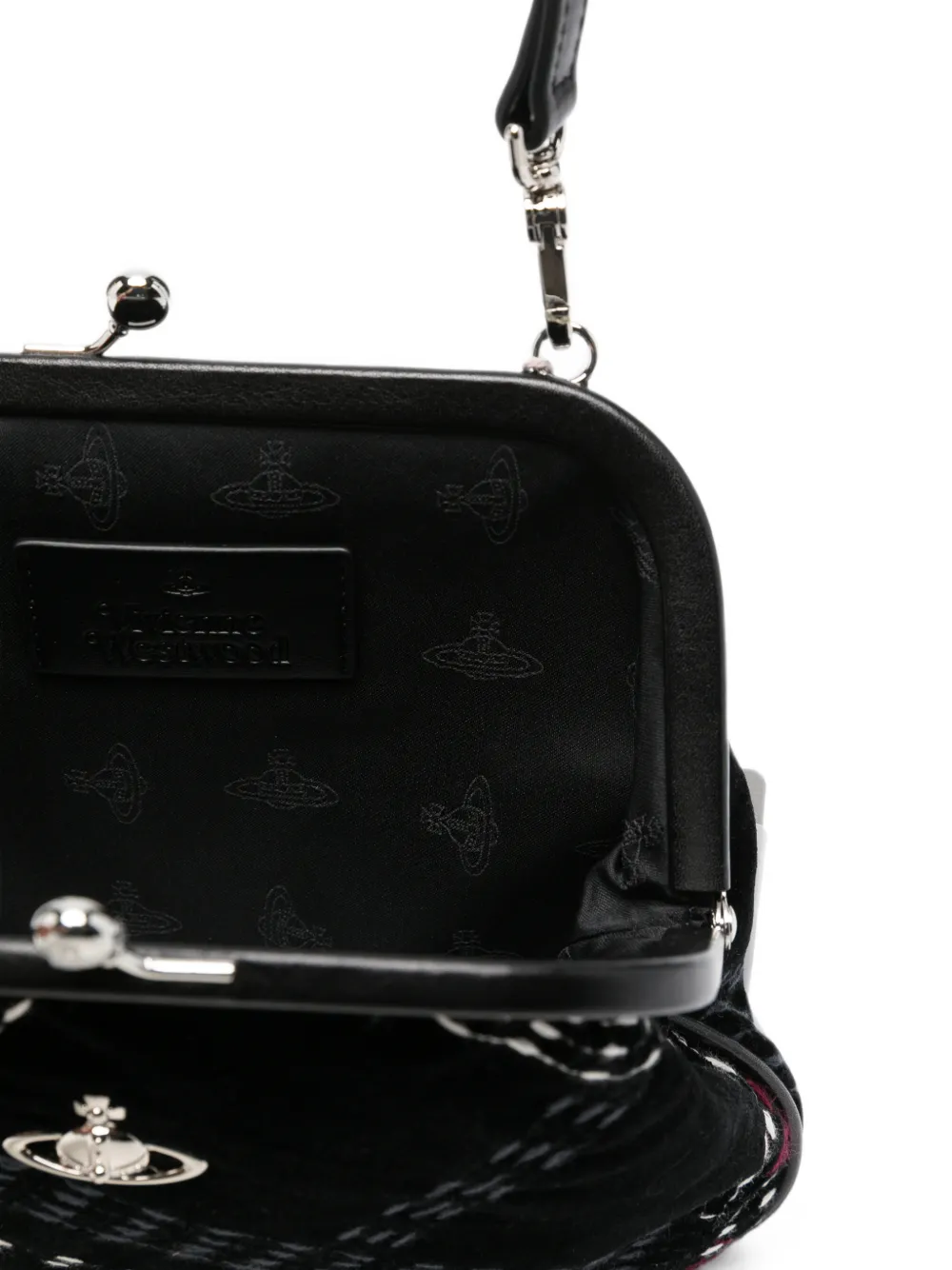 Vivienne Westwood Orb-plaque check-pattern clutch bag Zwart