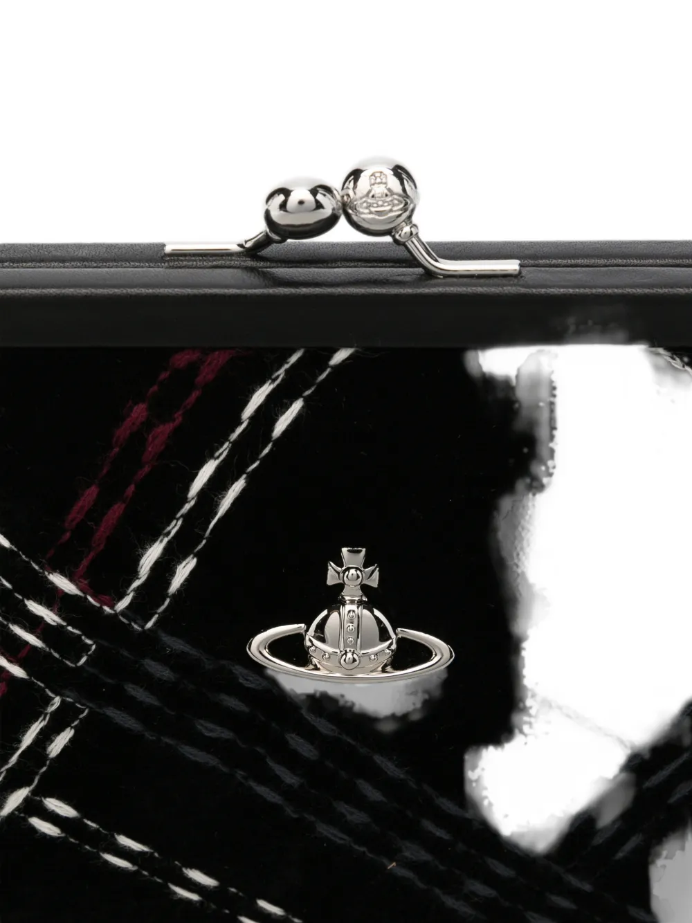 Vivienne Westwood Orb-plaque check-pattern clutch bag Zwart