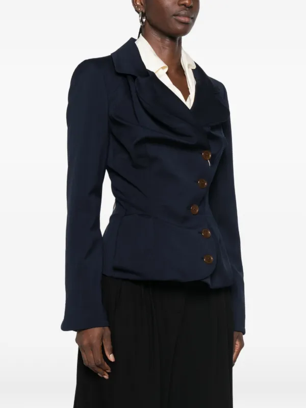 Vivienne Westwood Draped asymmetric-fastening Jacket | Blue | FARFETCH