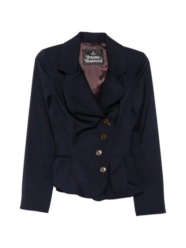 Vivienne Westwood Draped Asymmetric-fastening Jacket in Blue
