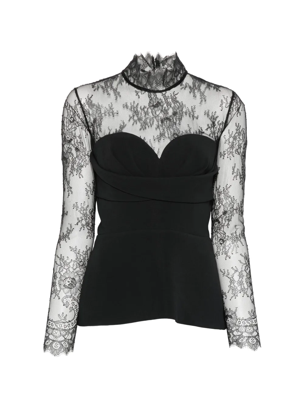Elie Saab lace-panelled sweetheart-neck top