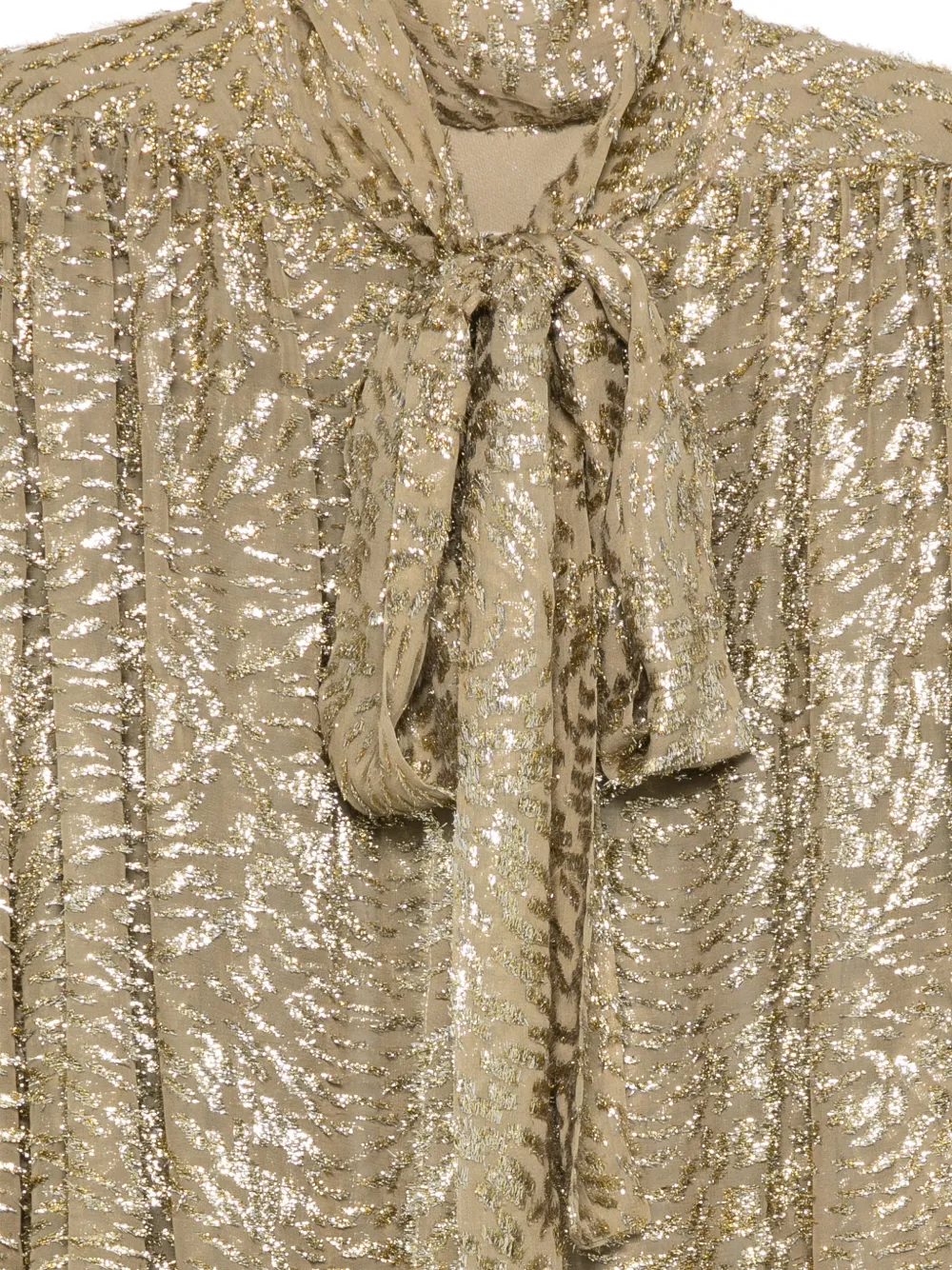 Elie Saab Blouse met metallic-effect en strik Groen