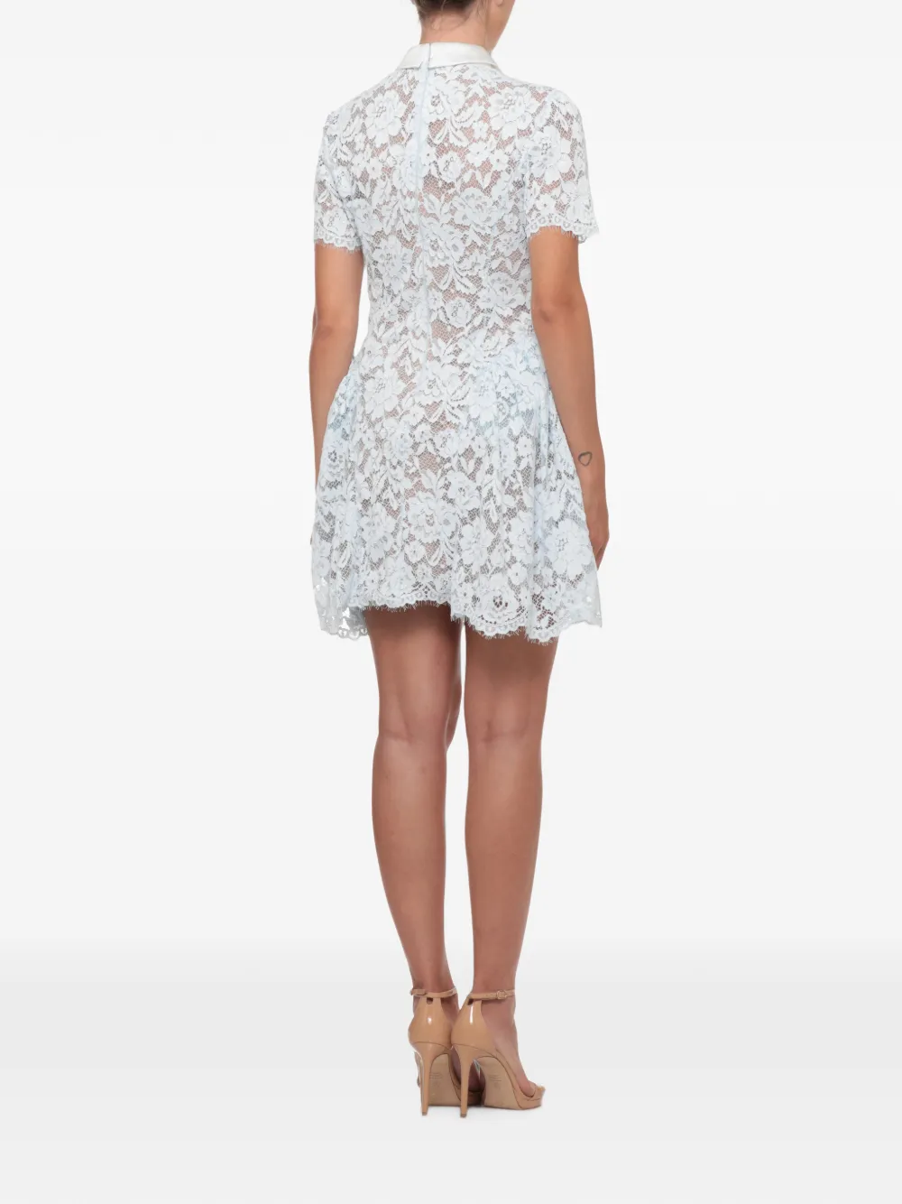 Self-Portrait lace flared mini dress Blauw