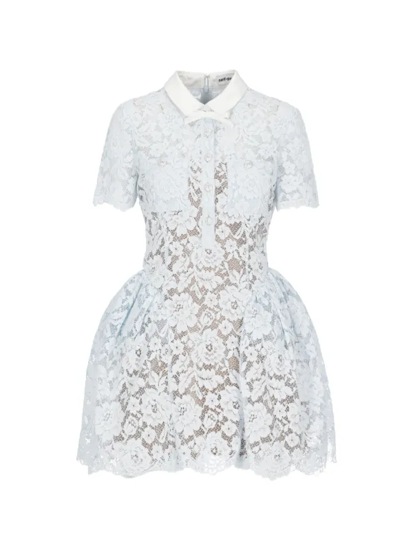 Self-Portrait Lace Flared Mini Dress | Blue