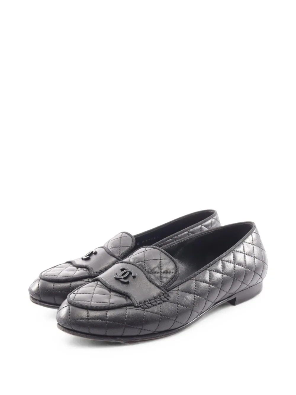 CHANEL Pre-Owned 1986-1988 matelassé CC logo loafers - Schwarz