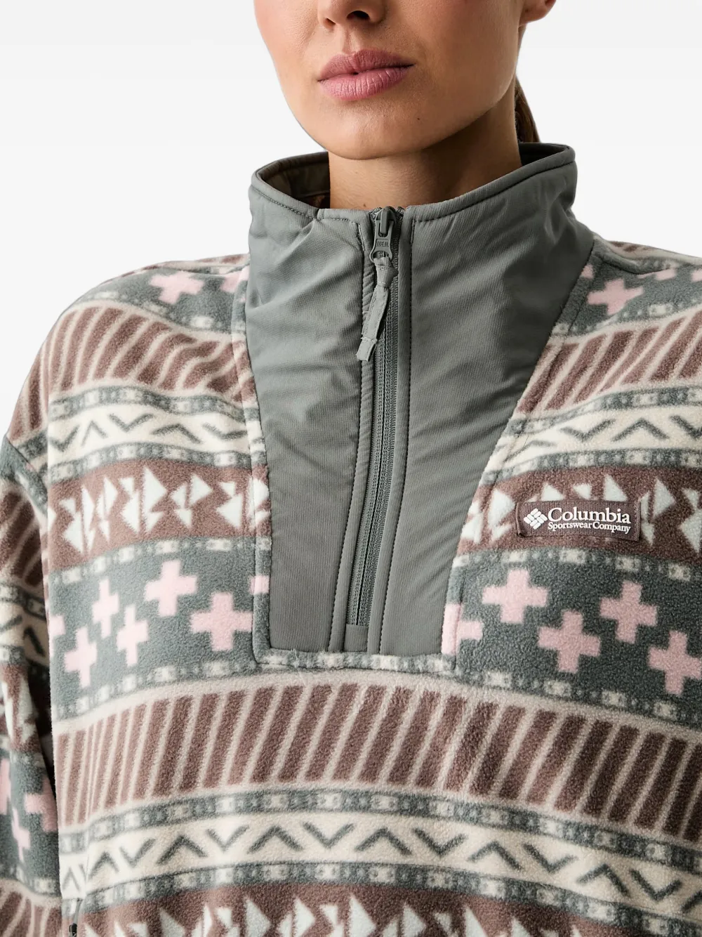 Columbia Sequoia Grove™ II fleece met geometrische print en kwartrits Grijs